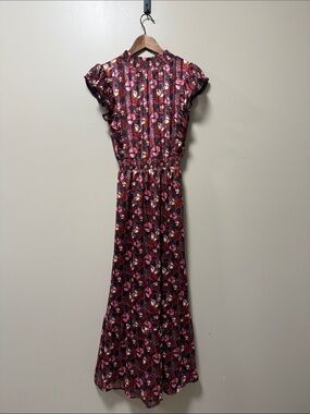 Lost + Wander Pink Floral Maxi Dress with Smocked Waist